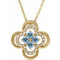 14K Yellow Natural Aquamarine & .08 CTW Natural Diamond Clover 18