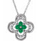 Platinum Lab-Grown Emerald & .08 CTW Natural Diamond Clover 18