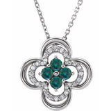 Platinum Natural Alexandrite & .08 CTW Natural Diamond Clover 18" Necklace