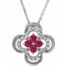 14K White Natural Ruby & .08 CTW Natural Diamond Clover 18