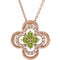 14K Rose Natural Peridot & .08 CTW Natural Diamond Clover 18