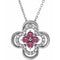 14K White Natural Pink Tourmaline & .08 CTW Natural Diamond Clover 18