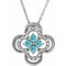 Platinum Natural Blue Zircon & .08 CTW Natural Diamond Clover 18