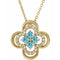 14K Yellow Natural Blue Zircon & .08 CTW Natural Diamond Clover 18