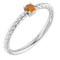 Platinum 3 mm Natural Citrine Solitaire Rope Ring