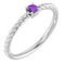Platinum 3 mm Natural Amethyst Solitaire Rope Ring