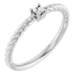 Platinum 3 mm Round Solitaire Rope Ring Mounting