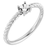 Sterling Silver 4 mm Round Solitaire Rope Ring Mounting