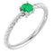 14K White 4 mm Lab-Grown Emerald Solitaire Rope Ring