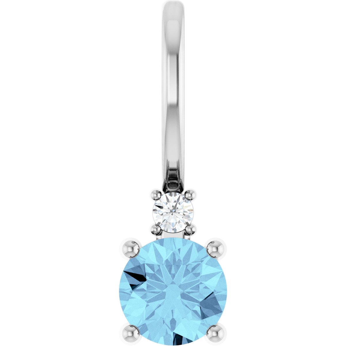 Platinum Natural Aquamarine & .015 CT Natural Diamond Charm/Pendant