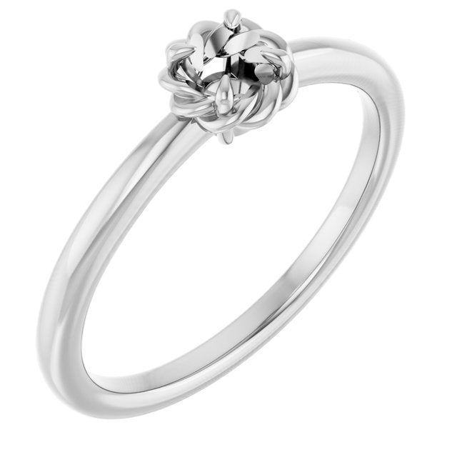 14K White 4 mm Round Solitaire Rope Ring Mounting