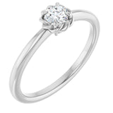 Platinum Natural White Sapphire Solitaire Rope Ring