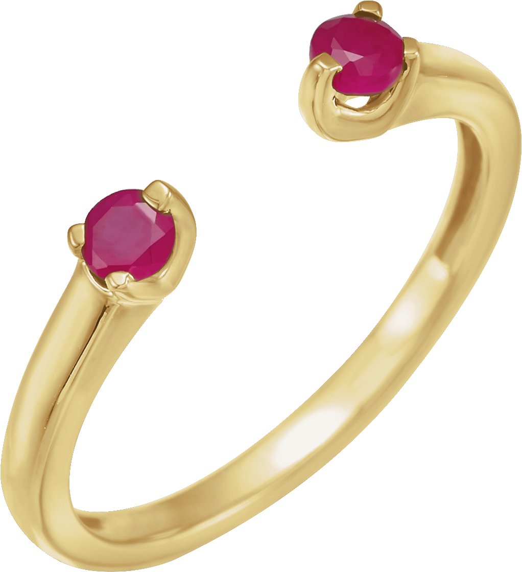 14K Yellow Gold Natural Ruby Negative Space Ring