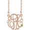14K Rose 30 mm 3-Initials Imitation Peridot Script Monogram 18