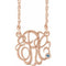 14K Rose 30 mm 3-Initials Imitation Aquamarine Script Monogram 18