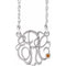 14K White 20 mm 3-Initials Imitation Citrine Script Monogram 18