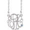 10K White 25 mm 3-Initials Imitation Aquamarine Script Monogram 18