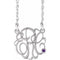 14K White 30 mm 3-Initials Imitation Amethyst Script Monogram 18