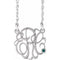 10K White 20 mm 3-Initials Imitation Alexandrite Script Monogram 18