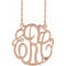14K Rose Gold-Plated Sterling Silver 25 mm 3-Initials Imitation Blue Zircon Script Monogram 18