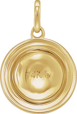 14K Yellow Gold Hammered Disk Pendant