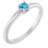 Sterling Silver Natural Blue Zircon Ring